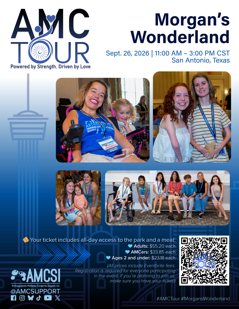 AMC Tour promotional graphic for Morgan’s Wonderland in San Antonio, Texas, on September 26, 2026, featuring the AMC Tour logo, San Antonio skyline, and AMCSI branding.