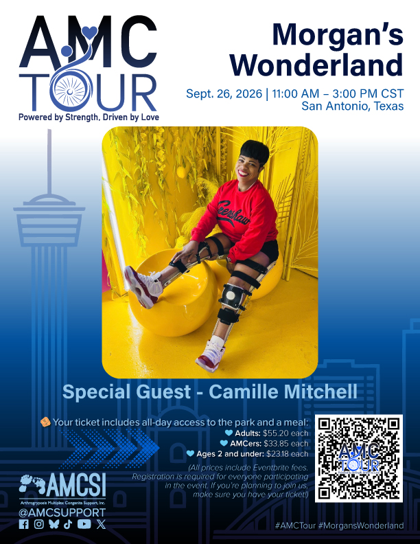 Camille Mitchell, author and AMC advocate, announced as special guest at the AMC Tour at Morgan’s Wonderland in San Antonio, Texas, September 26, 2026.